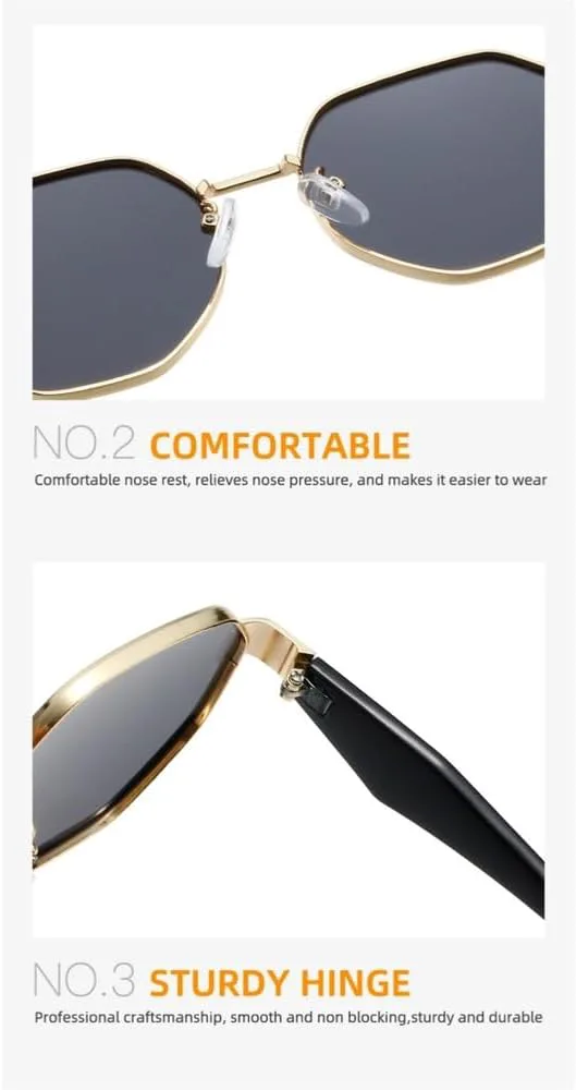 Ретро-солнцезащитные очки для женщин, модный тренд, многоугольная металлическая оправа, мужские солнцезащитные очки с защитой от УФ-излучения UV400 UJNHGQ, White Gray
Ретро-солнцезащитные очки для женщин, модный тренд, многоугольная металлическая оправа, мужские солнцезащитные очки с защитой от УФ-излучения UV400 UJNHGQ, White Gray