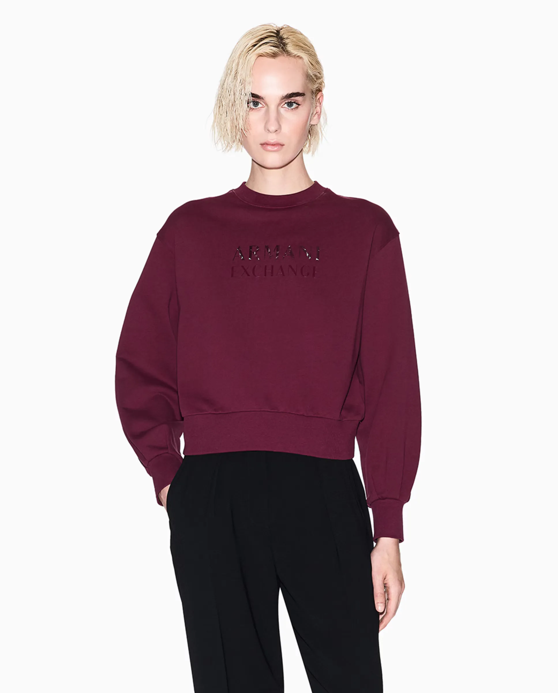 Женский свитшот из френч-терри с логотипом Armani Exchange, бордовый
Женский свитшот из френч-терри с логотипом Armani Exchange, бордовый