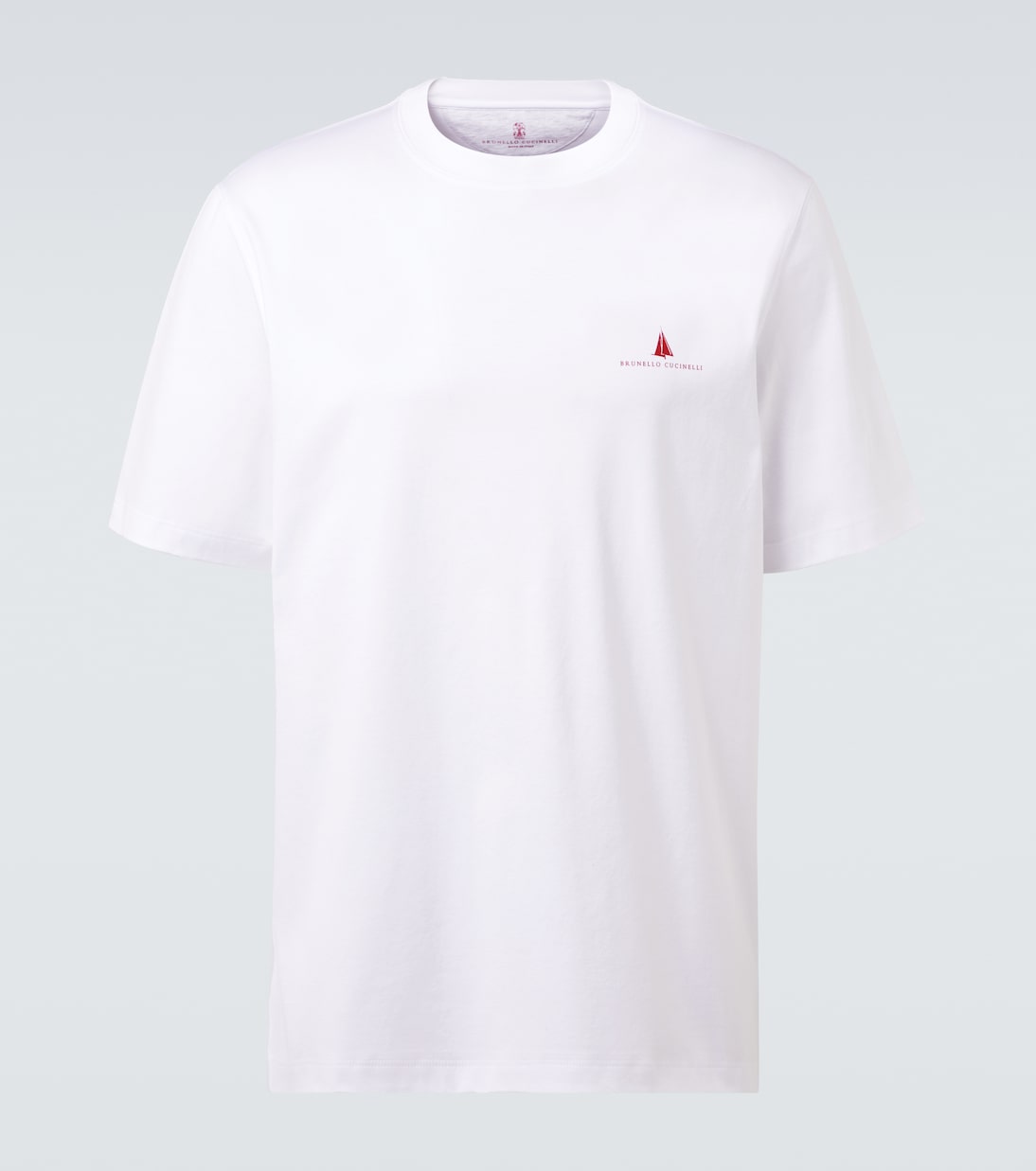 Футболка из хлопкового джерси с логотипом Brunello Cucinelli, белый 
Футболка из хлопкового джерси с логотипом Brunello Cucinelli, белый