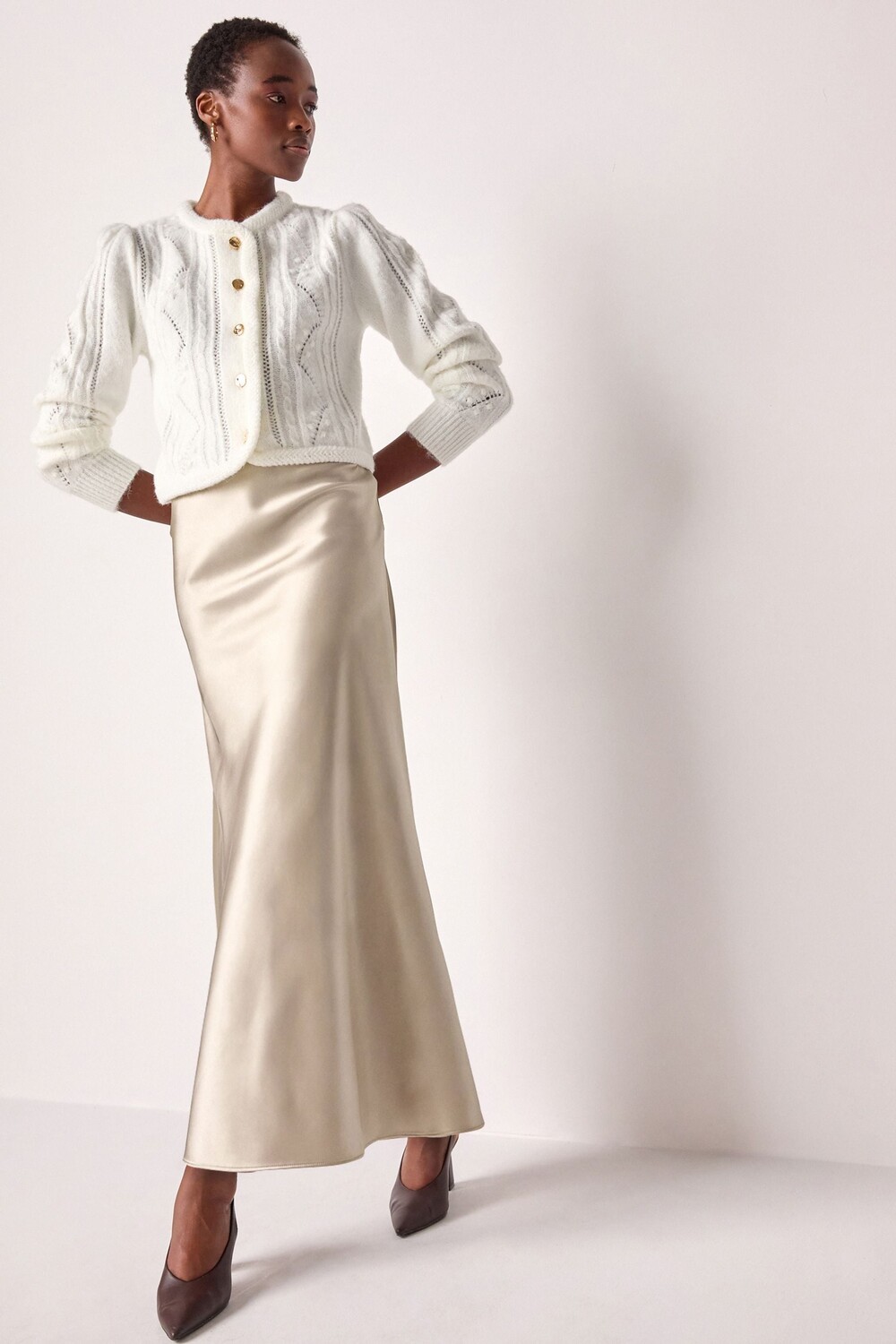 Атласная юбка миди Next, золотой
Атласная юбка миди Next, золотой