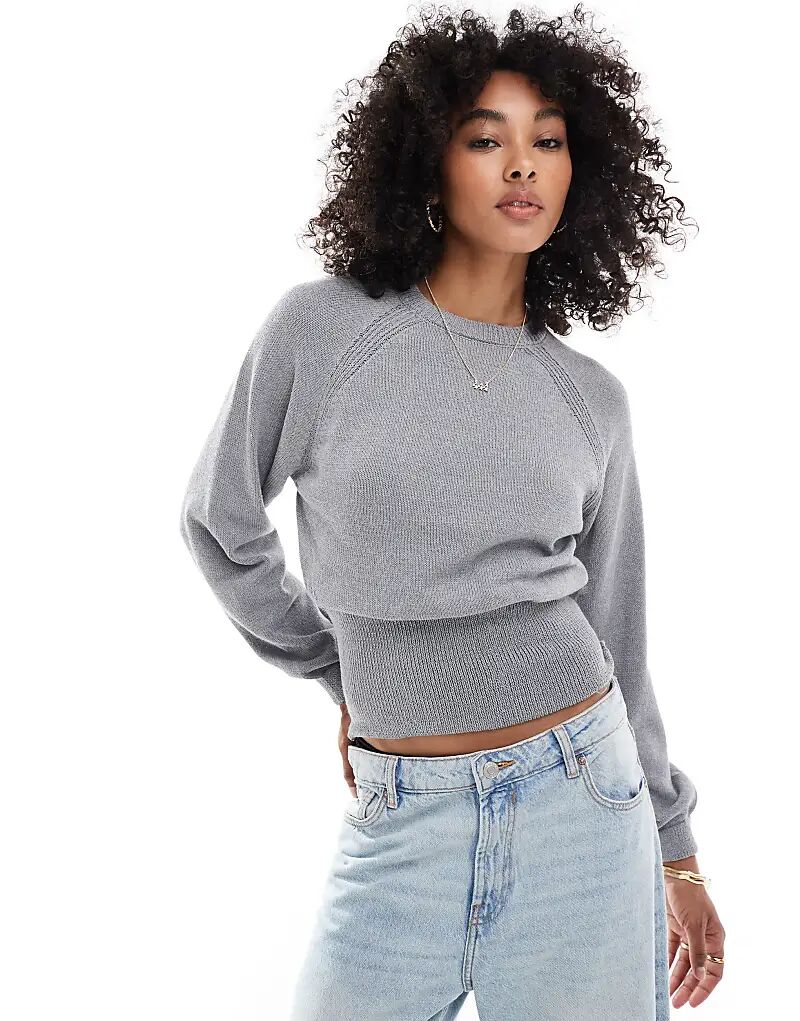 Вязаный свитер ASOS DESIGN с рукавами-фонариками и присборенной талией в цвете «меланжевый серый» 
Вязаный свитер ASOS DESIGN с рукавами-фонариками и присборенной талией в цвете «меланжевый серый»