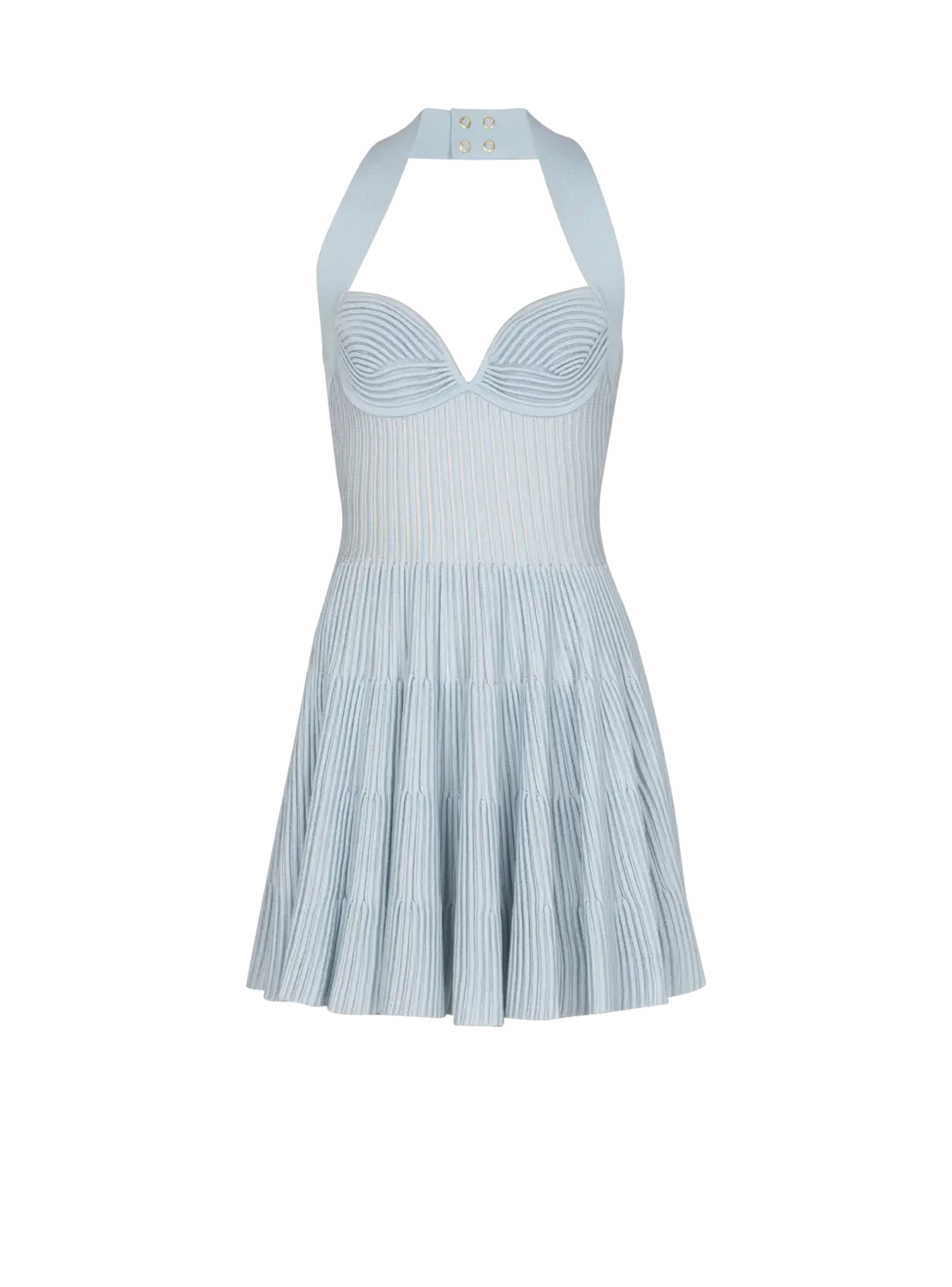 Трикотажное платье А-силуэта на шее халтер с текстурой Balmain, синий/розовый
Трикотажное платье А-силуэта на шее халтер с текстурой Balmain, синий/розовый