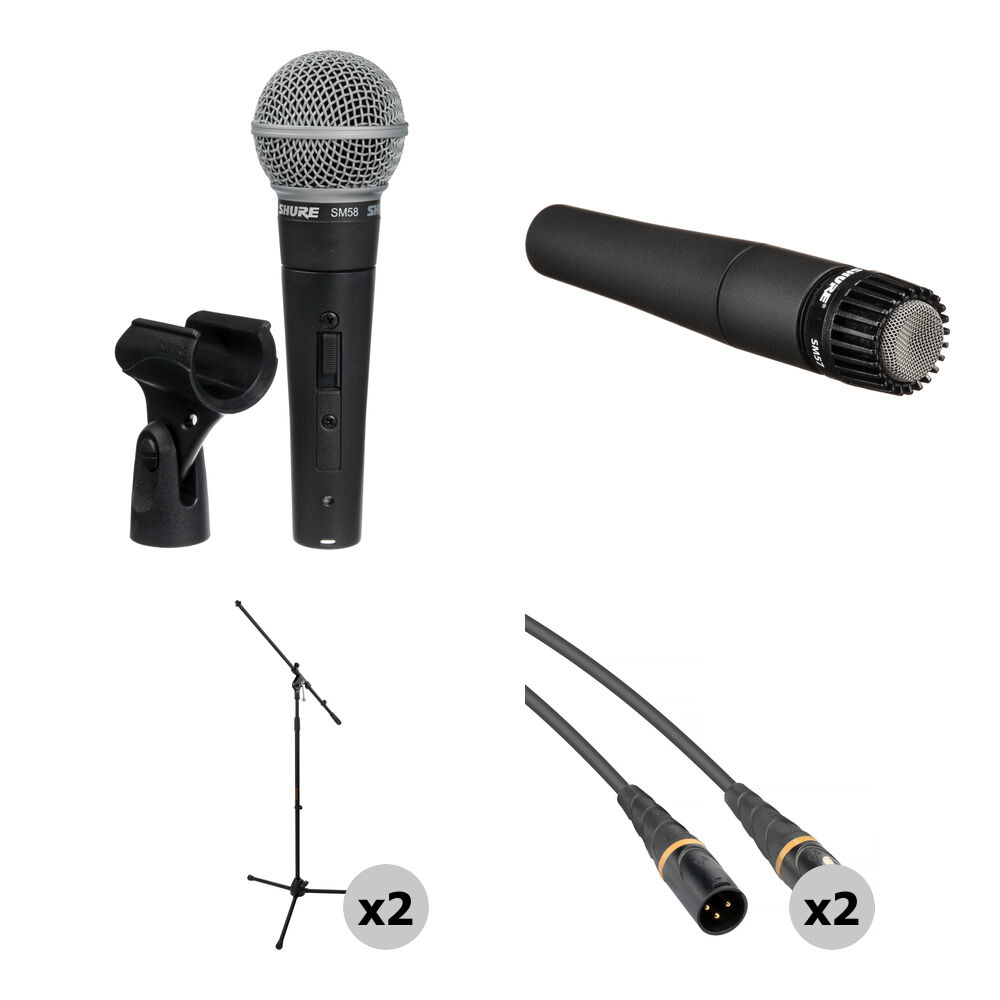 Ручной микрофон Shure SM58S & SM57-LC Mics, Stands, and Cables Kit
Ручной микрофон Shure SM58S & SM57-LC Mics, Stands, and Cables Kit