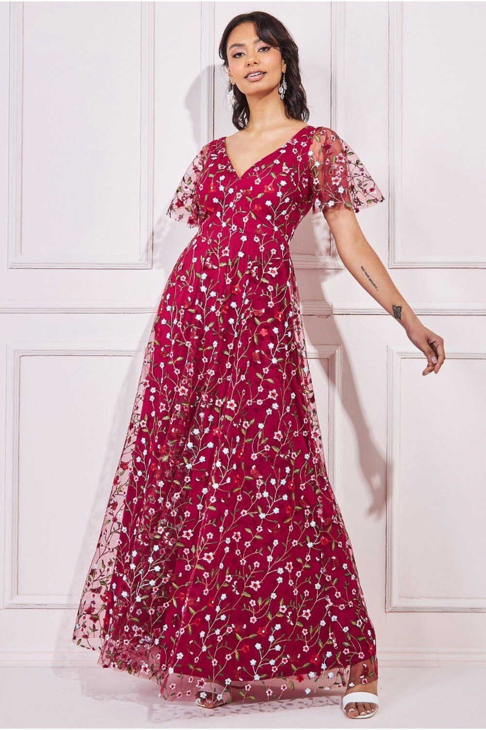 Макси с цветочной вышивкой и развевающимися рукавами Goddiva, красный
Макси с цветочной вышивкой и развевающимися рукавами Goddiva, красный