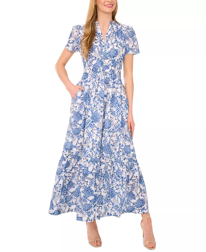 Женское макси-платье с V-образным вырезом и короткими рукавами в цветочном принте CeCe, мультиколор
Женское макси-платье с V-образным вырезом и короткими рукавами в цветочном принте CeCe, мультиколор