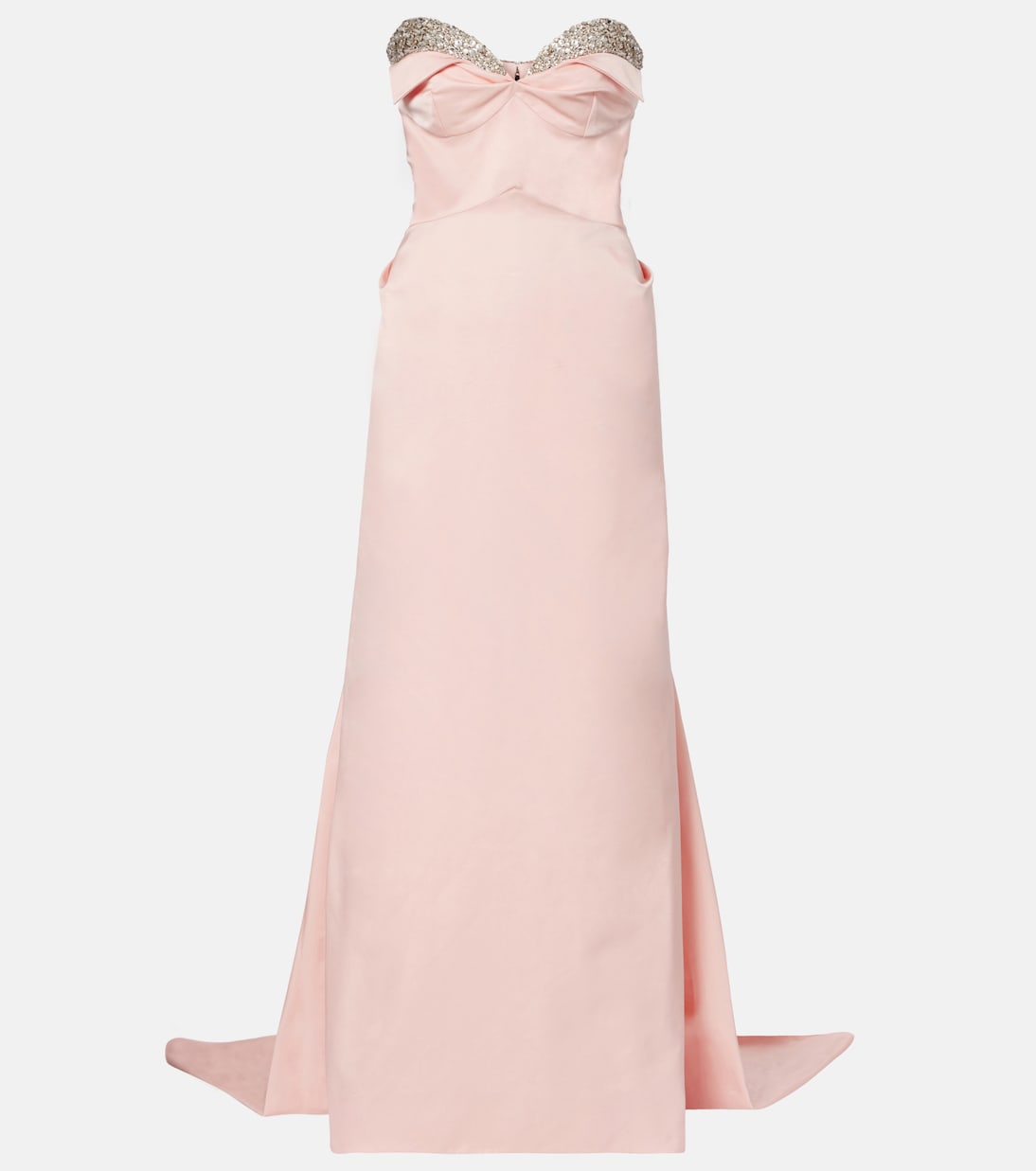 Платье из атласа герцогини, украшенное кристаллами McQueen, Rose 
Платье из атласа герцогини, украшенное кристаллами McQueen, Rose