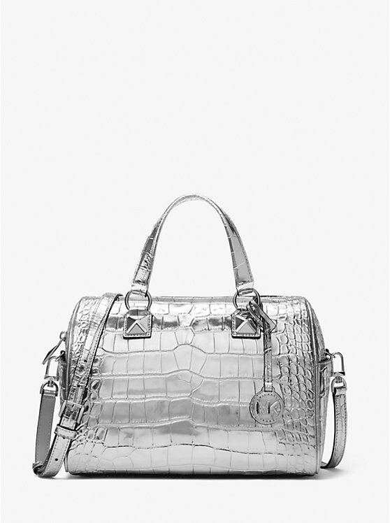 Сумка Grayson Medium из металлизированной кожи с тиснением под крокодила Michael Kors, серебряный
Сумка Grayson Medium из металлизированной кожи с тиснением под крокодила Michael Kors, серебряный