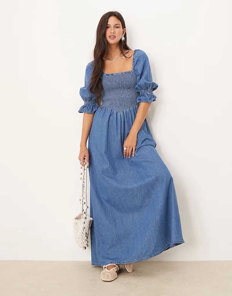 Платье макси из мягкого денима ASOS DESIGN с рукавами-фонариками и сборками, светло-голубого цвета
Платье макси из мягкого денима ASOS DESIGN с рукавами-фонариками и сборками, светло-голубого цвета