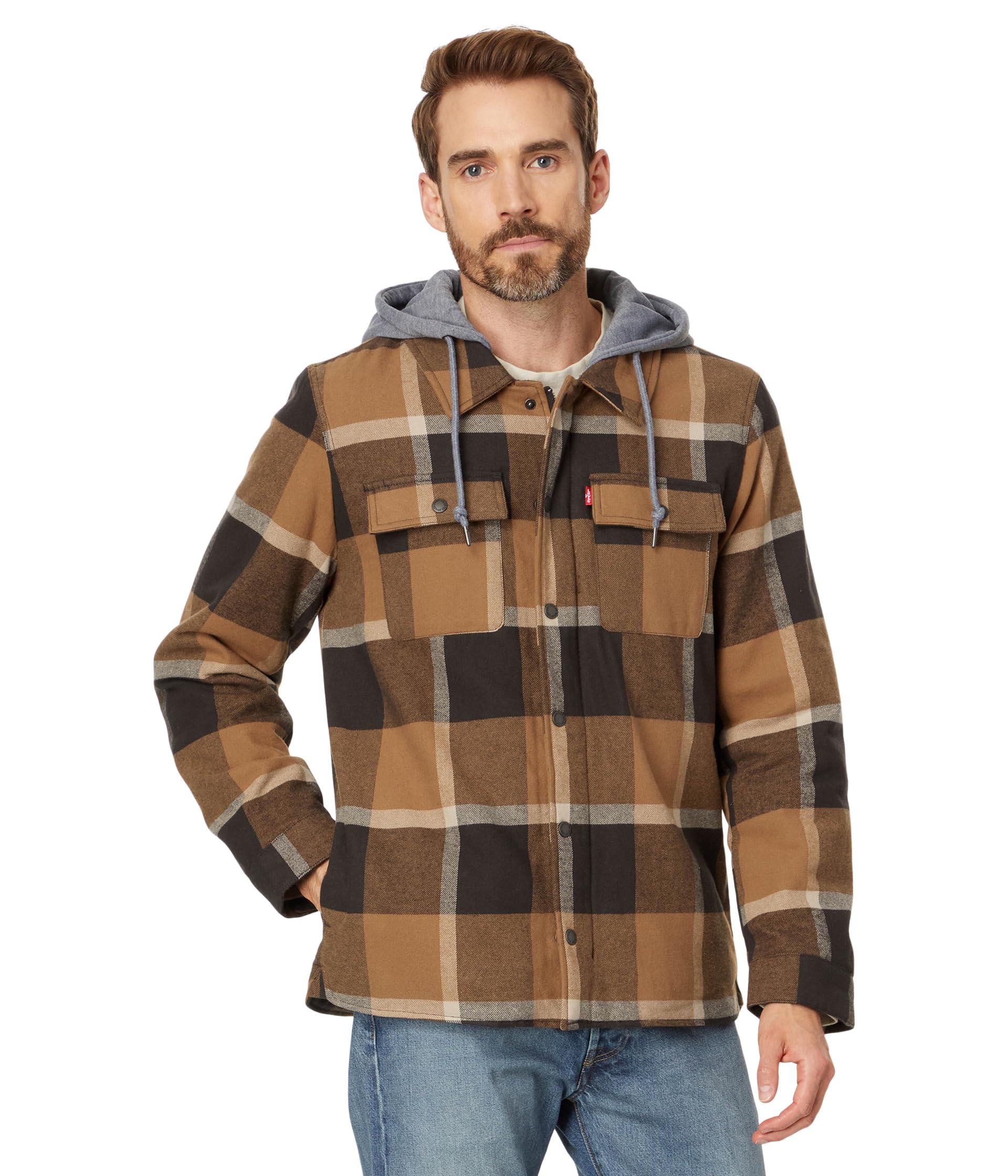Куртка Levi's Washed Cotton Shirt Jacket with A Jersey Hood and Sherpa Lining, цвет Brown/Chocolate Plaid
Куртка Levi's Washed Cotton Shirt Jacket with A Jersey Hood and Sherpa Lining, цвет Brown/Chocolate Plaid