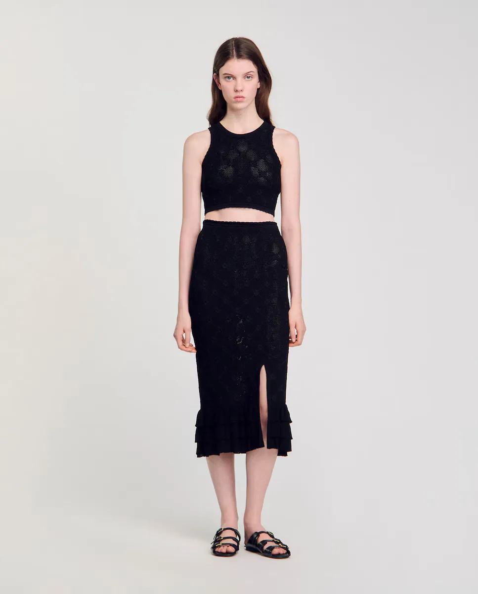 Вязаная юбка миди Sandro, черный
Вязаная юбка миди Sandro, черный