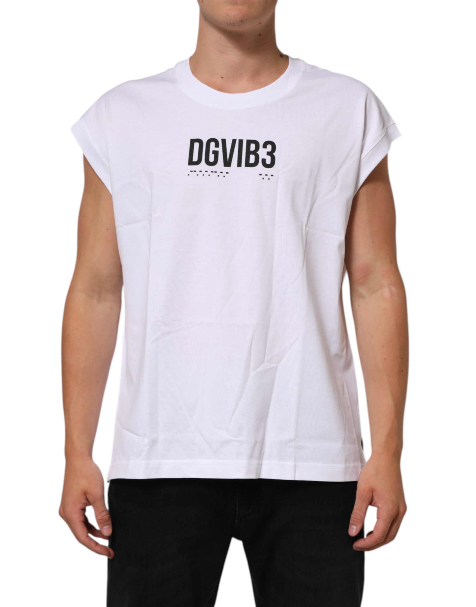 Белая хлопковая футболка без рукавов с принтом Dolce & Gabbana, белый
Белая хлопковая футболка без рукавов с принтом Dolce & Gabbana, белый