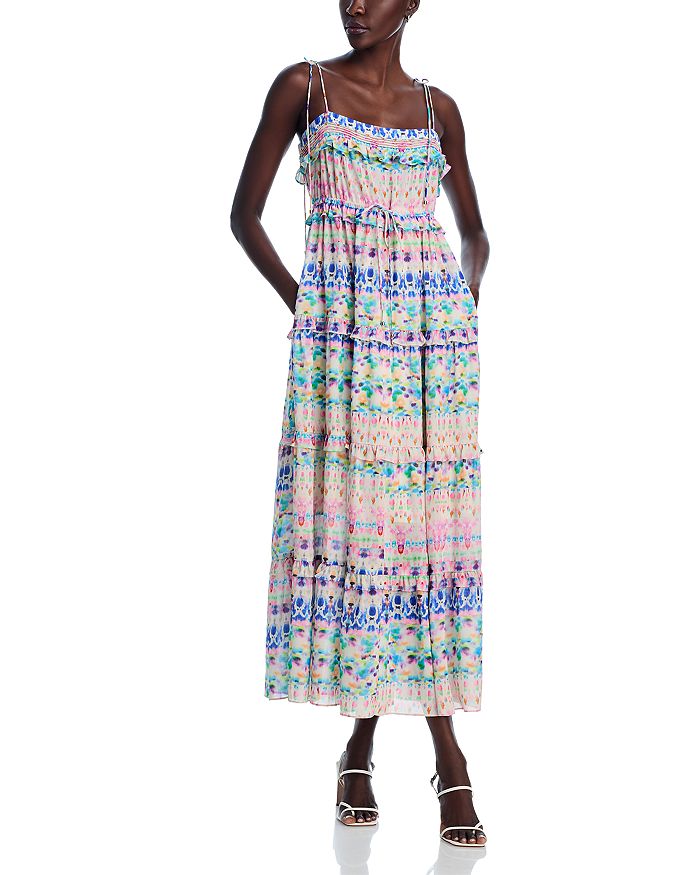 Печатное платье миди с завязками на плечах Stellah, мультиколор 
Печатное платье миди с завязками на плечах Stellah, мультиколор