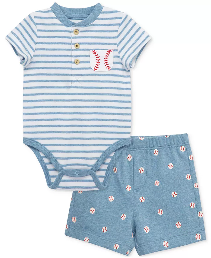 Детский хлопковый боди-бейсболка и шорты для мальчиков, комплект из 2 предметов Little Me, синий
Детский хлопковый боди-бейсболка и шорты для мальчиков, комплект из 2 предметов Little Me, синий