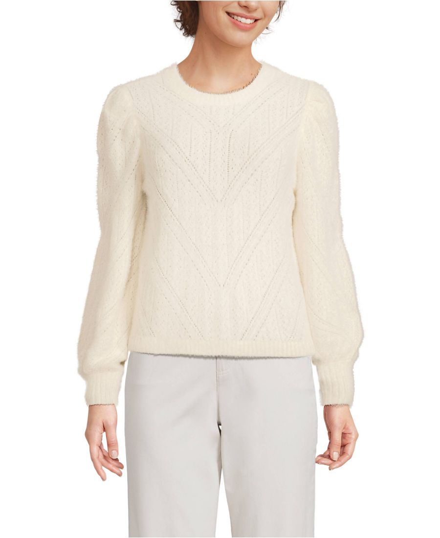 Женский свитер с ажурными рукавами и пушистым узором реснички Lands' End, Fresh ivory
Женский свитер с ажурными рукавами и пушистым узором реснички Lands' End, Fresh ivory