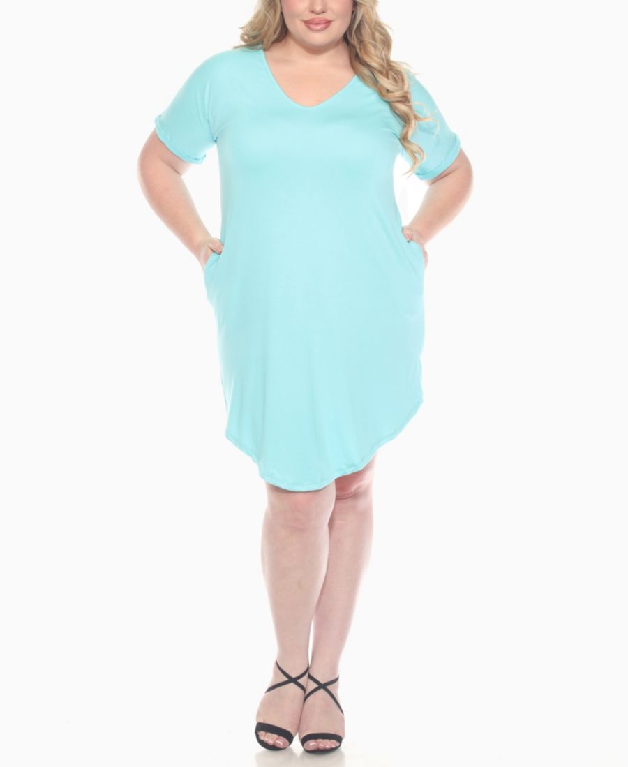 Платье большого размера с V-образным вырезом, отложными рукавами и карманами, длиной до колена White Mark, Aqua
Платье большого размера с V-образным вырезом, отложными рукавами и карманами, длиной до колена White Mark, Aqua