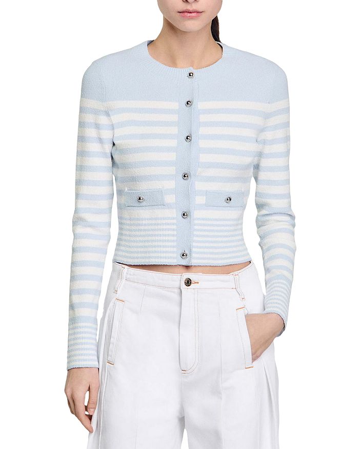 Полосатый кардиган Sandro, синий
Полосатый кардиган Sandro, синий