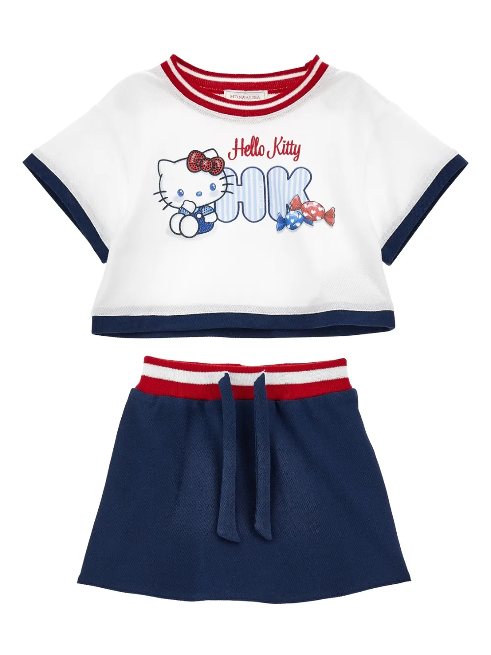 Плиссированная юбка с отделкой в полоску из коллаборации с Hello Kitty Monnalisa, синий
Плиссированная юбка с отделкой в полоску из коллаборации с Hello Kitty Monnalisa, синий