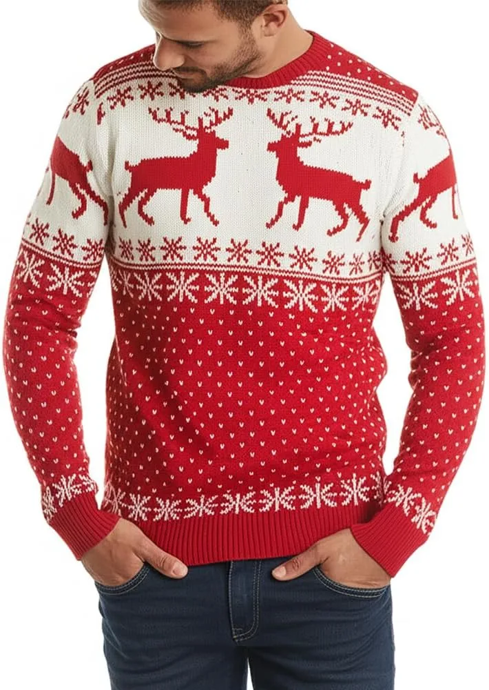 Рождественский свитер с оленями для мужчин, праздничный с длинными рукавами Grewear
Рождественский свитер с оленями для мужчин, праздничный с длинными рукавами Grewear