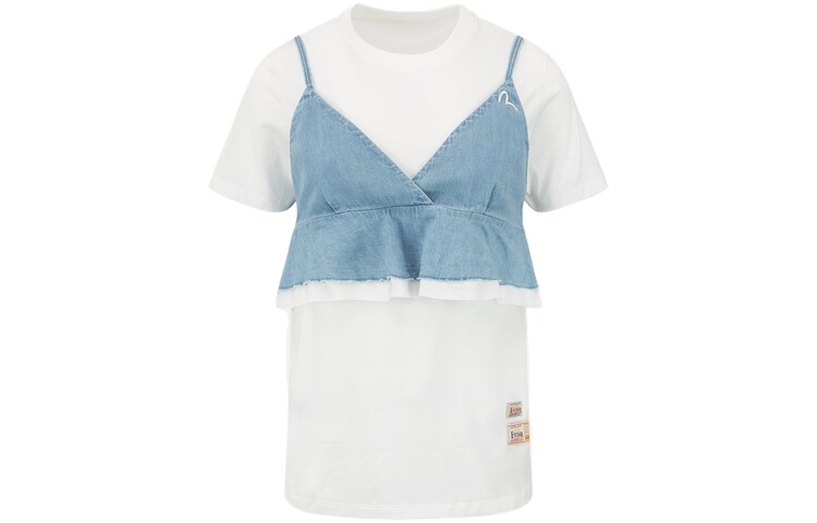 Футболка женская белая/джинсовая синяя Evisu
Футболка женская белая/джинсовая синяя Evisu