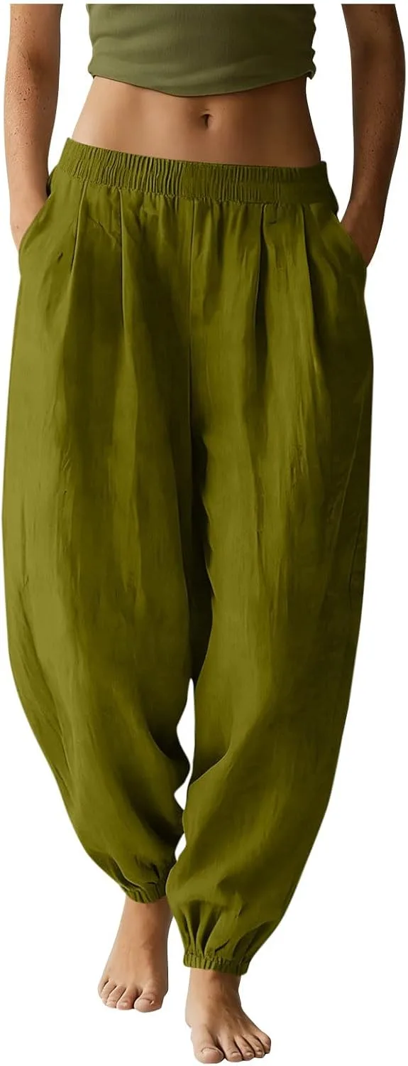 Женские повседневные льняные брюки с кулиской и карманами YRAETENM
Женские повседневные льняные брюки с кулиской и карманами YRAETENM