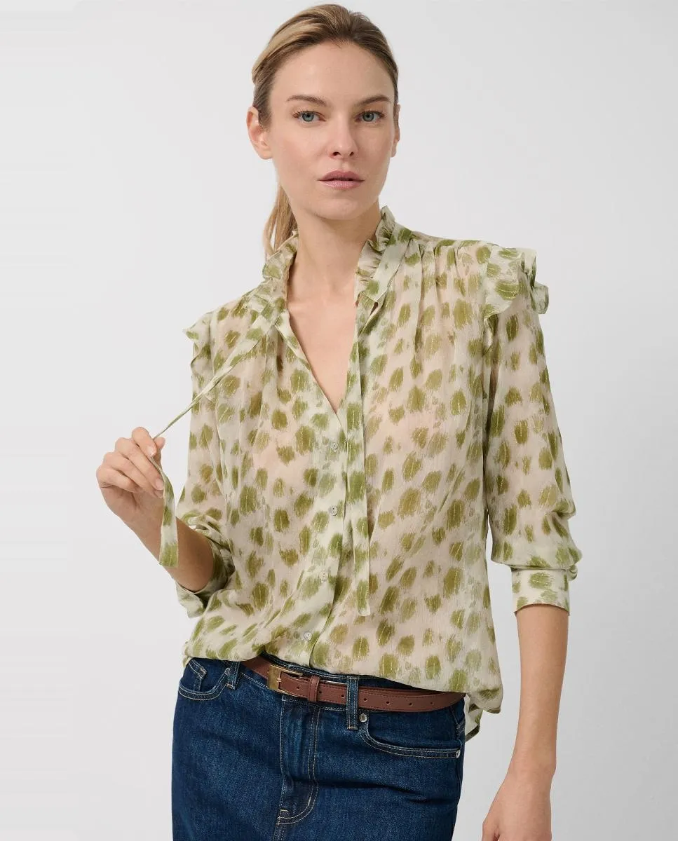 Женская блузка с оборками и пятнистым принтом Roberto Verino, зеленый
Женская блузка с оборками и пятнистым принтом Roberto Verino, зеленый