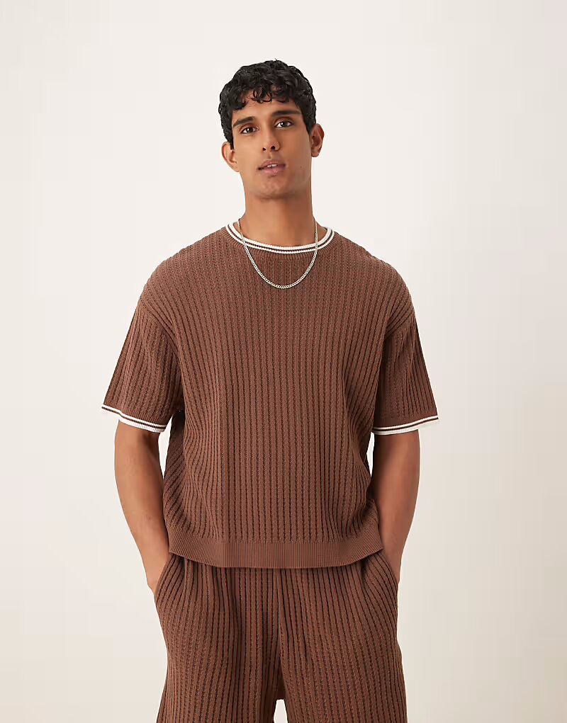 Футболка свободного кроя ASOS DESIGN коричневого цвета с кремовой отделкой
Футболка свободного кроя ASOS DESIGN коричневого цвета с кремовой отделкой