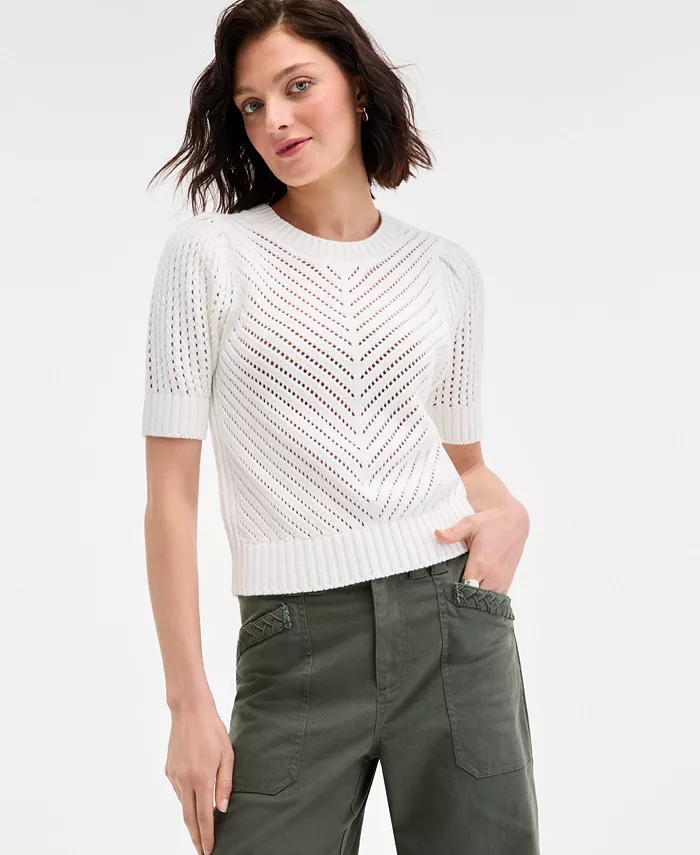 Женский свитер с диагональным узором и пышными рукавами On 34th, белый
Женский свитер с диагональным узором и пышными рукавами On 34th, белый