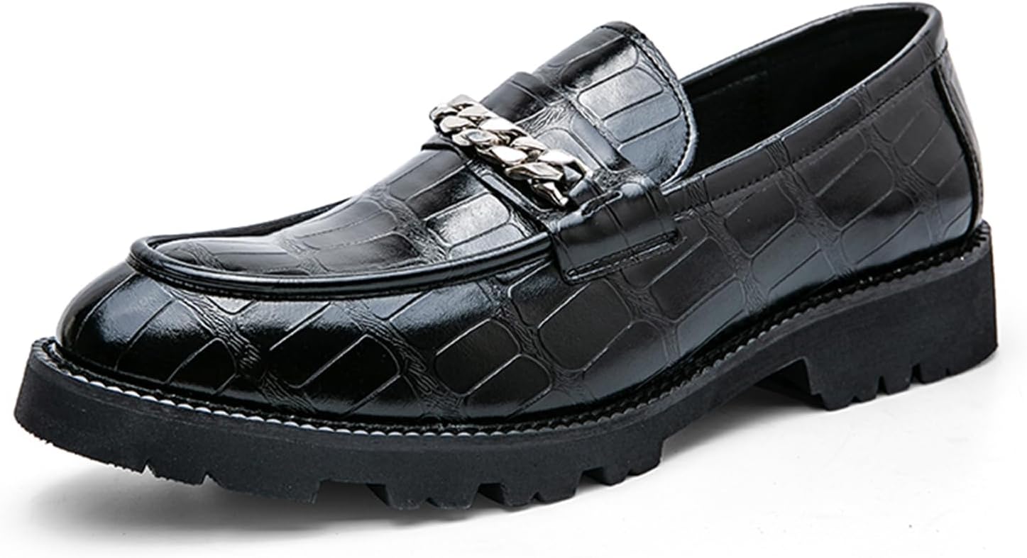 Мужские кожаные слипоны TIXEWSJH с платформой и принтом, с металлической цепочкой, легкие деловые туфли с круглым носком для офиса, свадьбы и вечеринок, черный
Мужские кожаные слипоны TIXEWSJH с платформой и принтом, с металлической цепочкой, легкие деловые туфли с круглым носком для офиса, свадьбы и вечеринок, черный