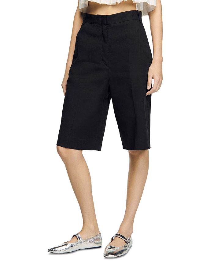 Бермуды из льняной смеси Sandro, черный
Бермуды из льняной смеси Sandro, черный