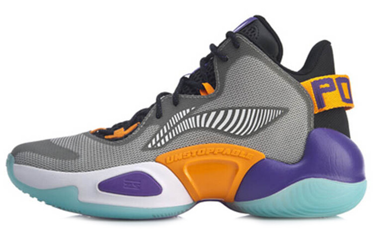 Баскетбольные кроссовки Power 6 мужские, среднего размера, серые/черные/оранжевые Lining