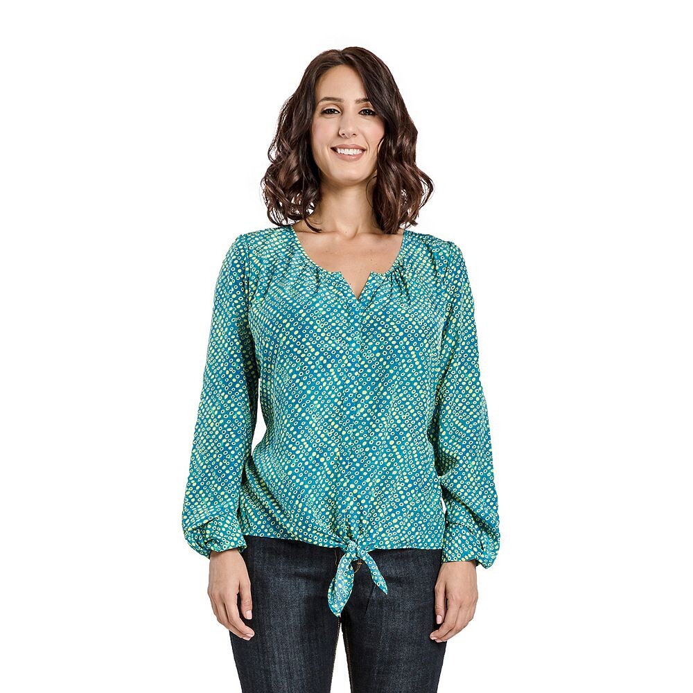 Женская блузка с тканым принтом и завязкой спереди с длинными рукавами Miss Halladay, цвет Teal Print
Женская блузка с тканым принтом и завязкой спереди с длинными рукавами Miss Halladay, цвет Teal Print