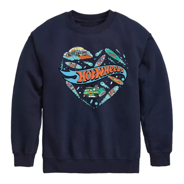 Мальчиковый флисовый свитшот с принтом "Сердце и серфинг" 8-20 Hot Wheels, синий 
Мальчиковый флисовый свитшот с принтом "Сердце и серфинг" 8-20 Hot Wheels, синий