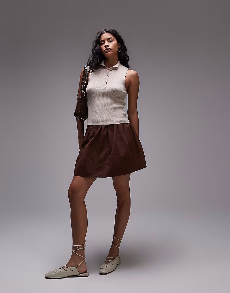 Мини-юбка из поплина шоколадного цвета Topshop
Мини-юбка из поплина шоколадного цвета Topshop