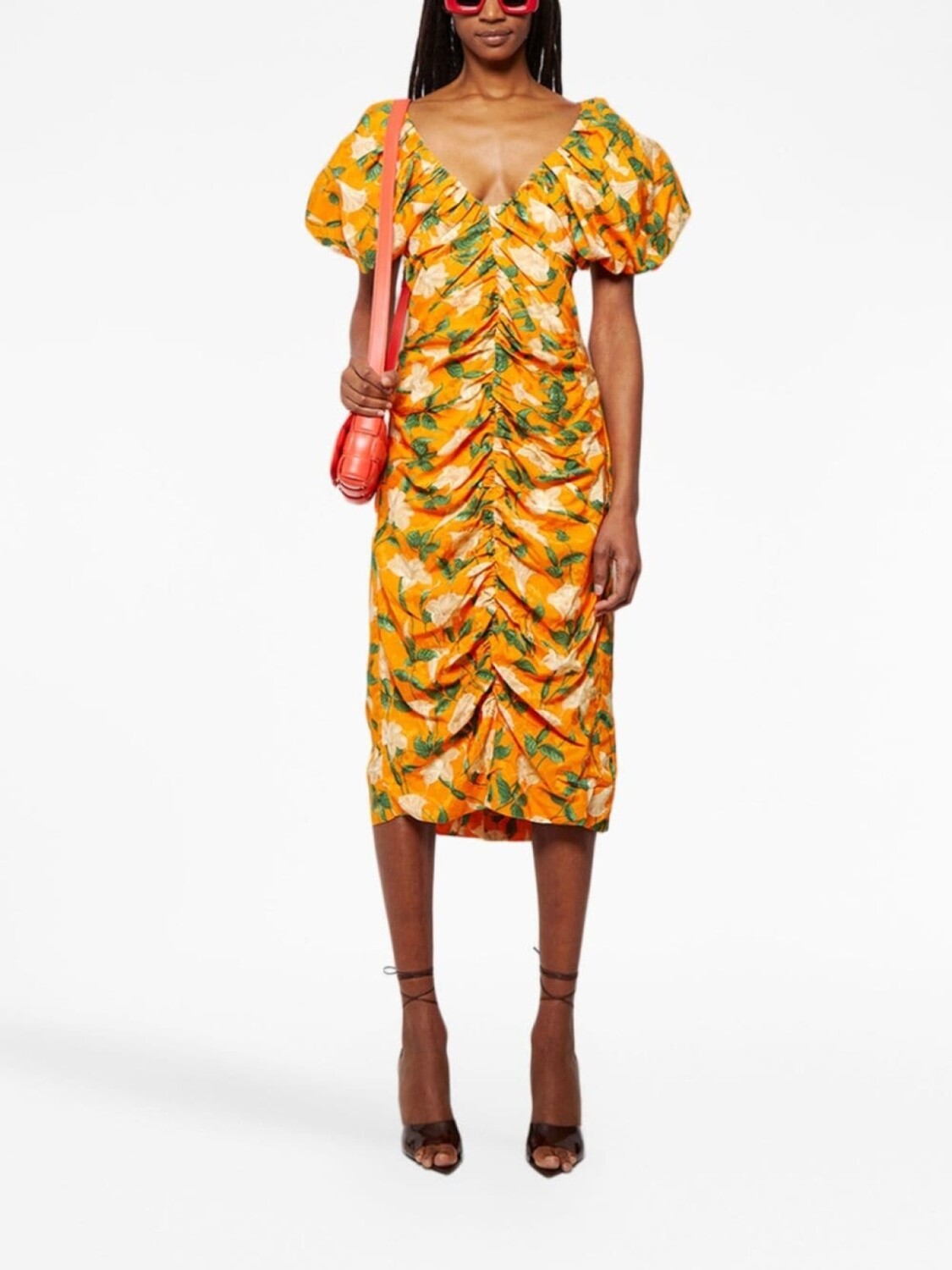 Платье со сборками и цветочным принтом Agua By Agua Bendita, оранжевый
Платье со сборками и цветочным принтом Agua By Agua Bendita, оранжевый