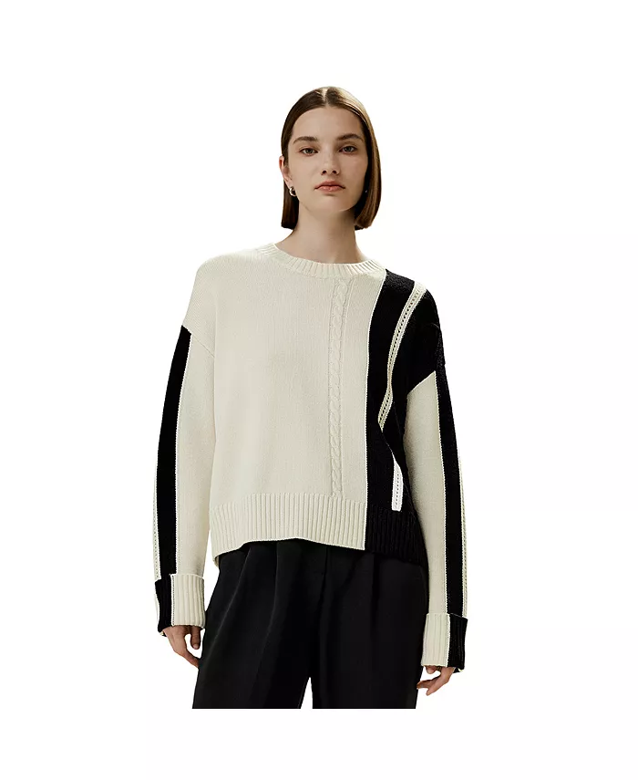 Женский шерстяной свитер в двухцветную полоску LILYSILK, белый
Женский шерстяной свитер в двухцветную полоску LILYSILK, белый