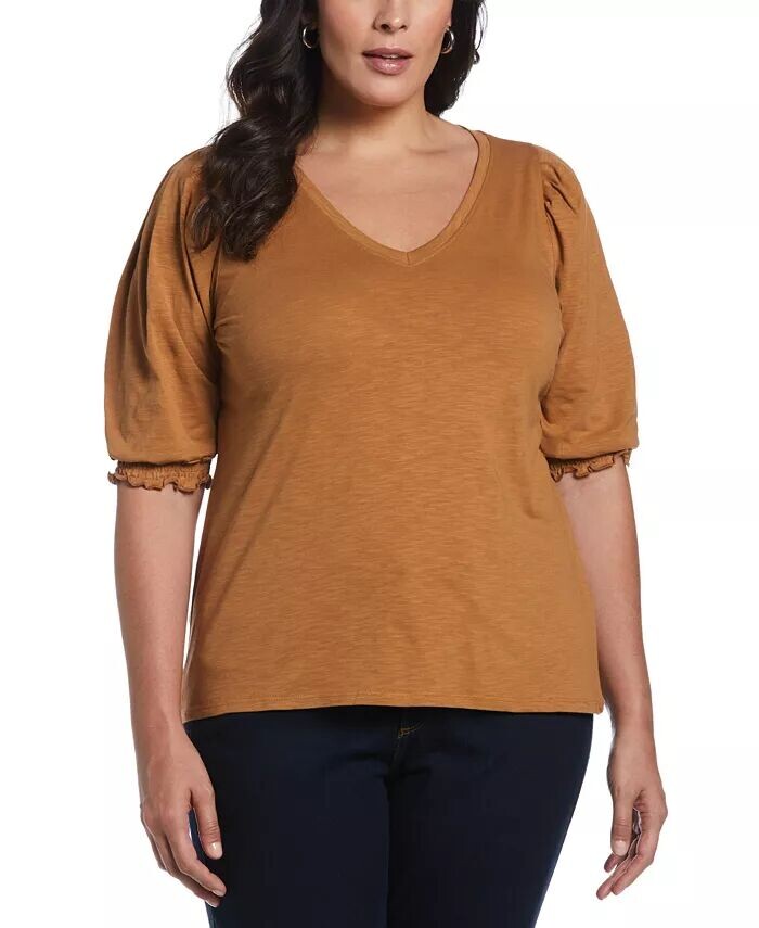 Топ из хлопка больших размеров с присборенными рукавами до локтя ELLA Rafaella, коричневый
Топ из хлопка больших размеров с присборенными рукавами до локтя ELLA Rafaella, коричневый