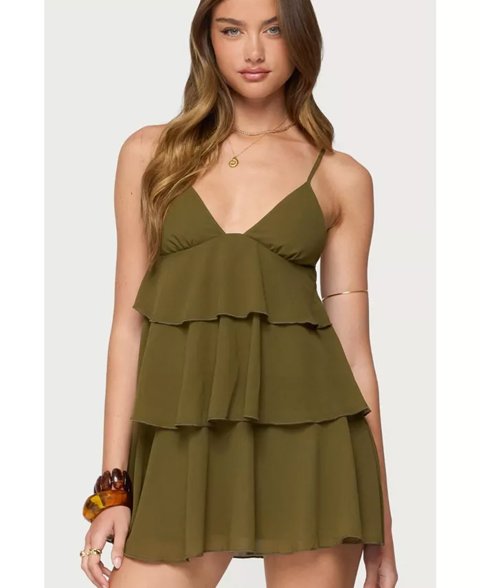 Женское мини-платье Gwynne из шифона с оборками Edikted, зеленый
Женское мини-платье Gwynne из шифона с оборками Edikted, зеленый