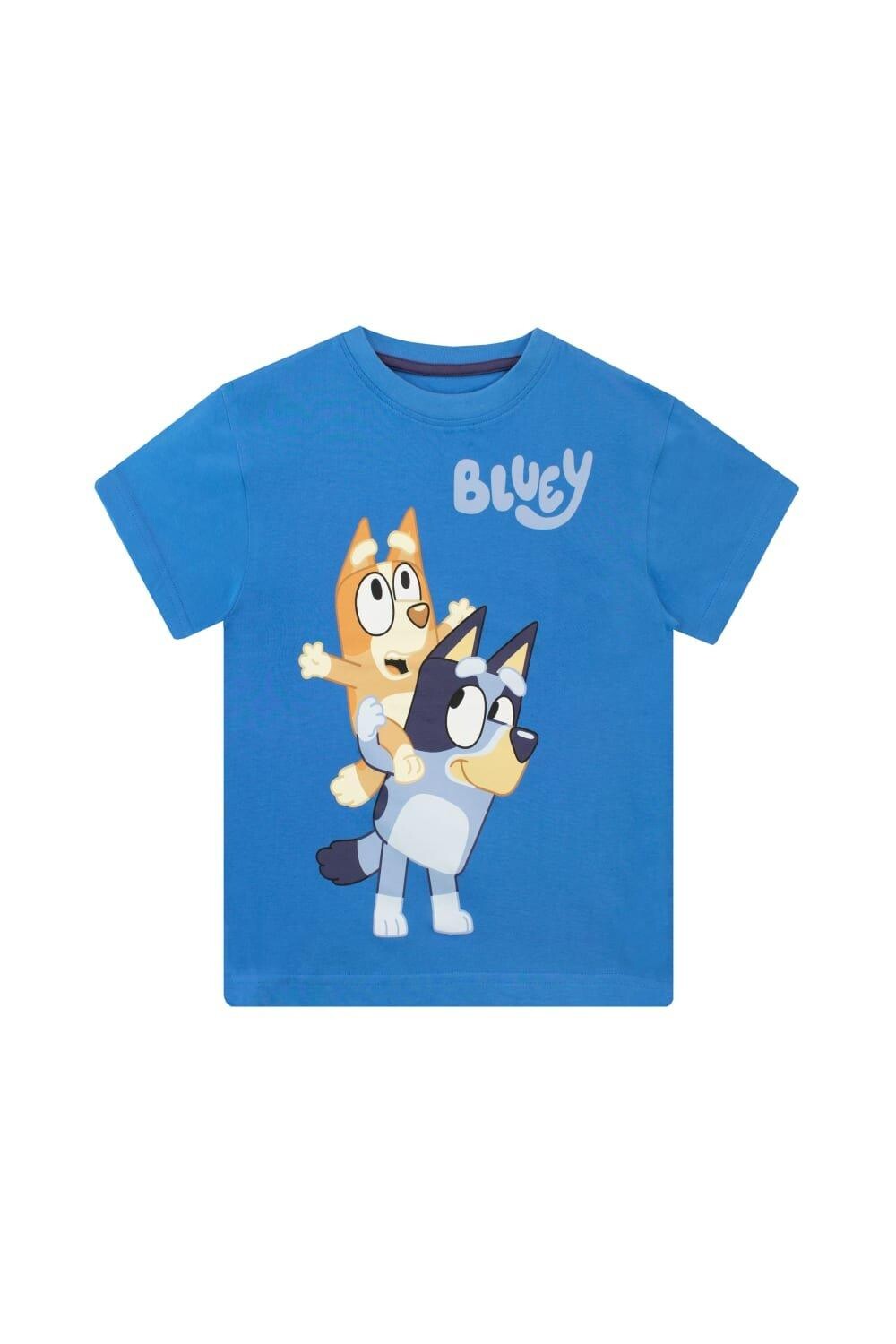 Футболка с изображением персонажа из хлопка с короткими рукавами, полученного из ответственных источников Bluey, синий 
Футболка с изображением персонажа из хлопка с короткими рукавами, полученного из ответственных источников Bluey, синий
