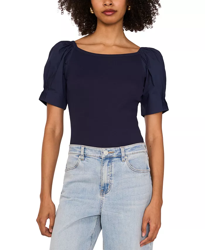 Женская блузка с рукавами-фонариками и комбинированными материалами 1.STATE, синий
Женская блузка с рукавами-фонариками и комбинированными материалами 1.STATE, синий