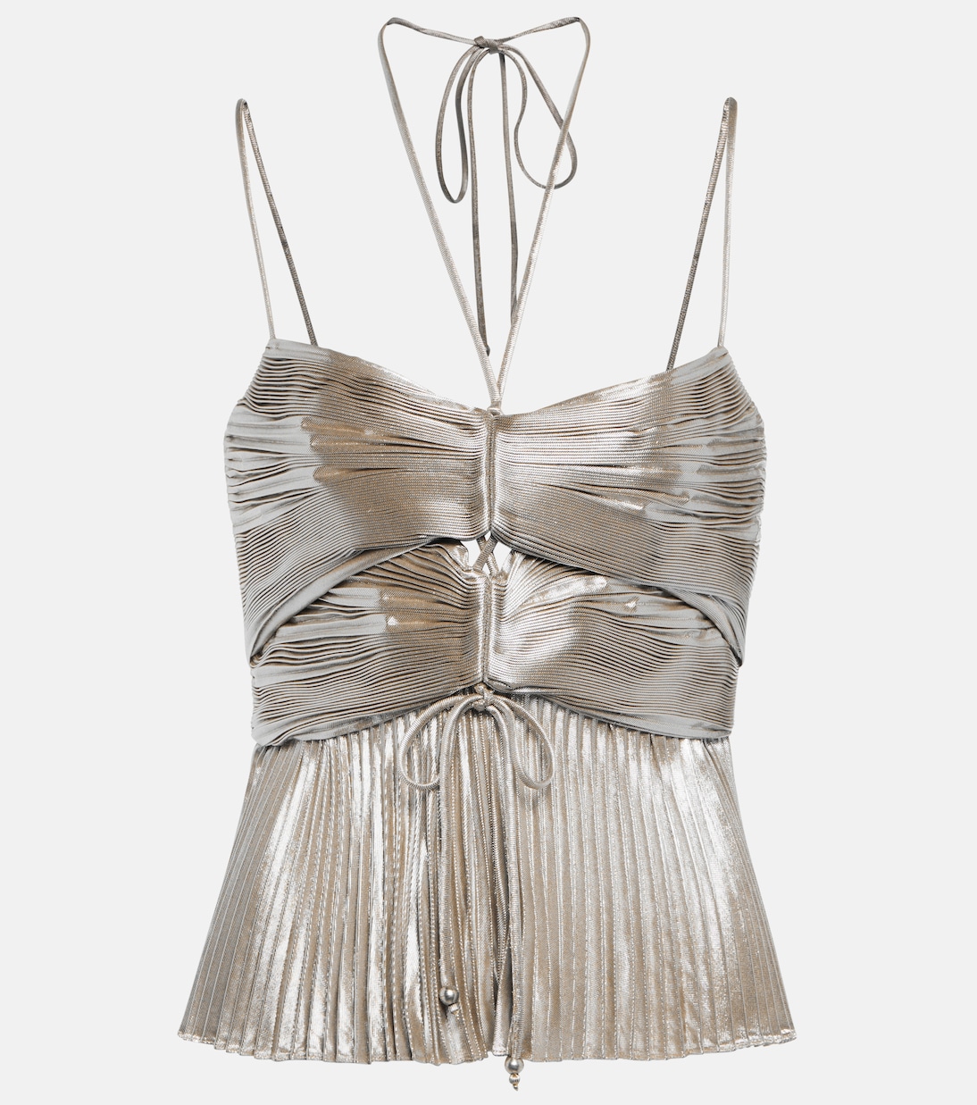 Топ Джастина с воротником-халтером из ламе Altuzarra, серебряный
Топ Джастина с воротником-халтером из ламе Altuzarra, серебряный