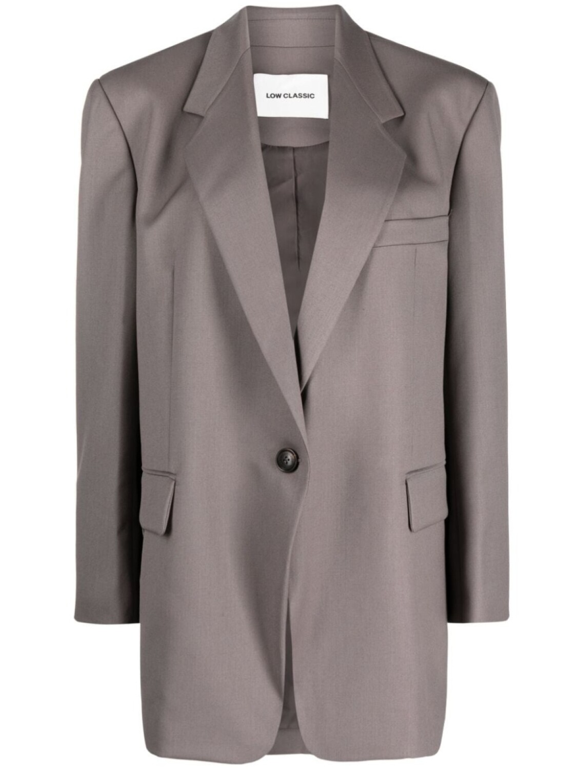 Однобортный пиджак с заостренными лацканами Low Classic, серый 
Однобортный пиджак с заостренными лацканами Low Classic, серый