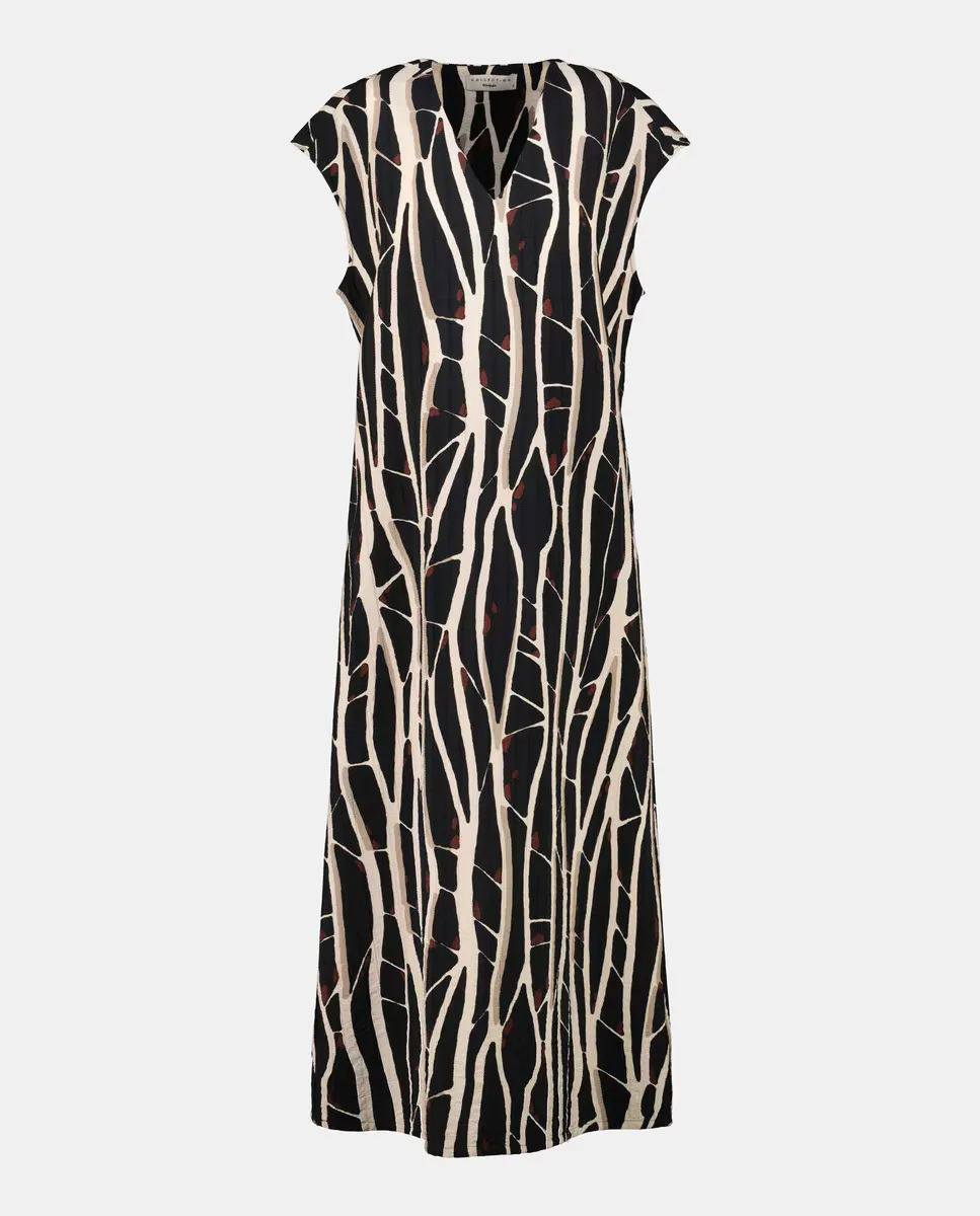 Длинное платье без рукавов с V-образным вырезом Woman El Corte Inglés, черный 
Длинное платье без рукавов с V-образным вырезом Woman El Corte Inglés, черный