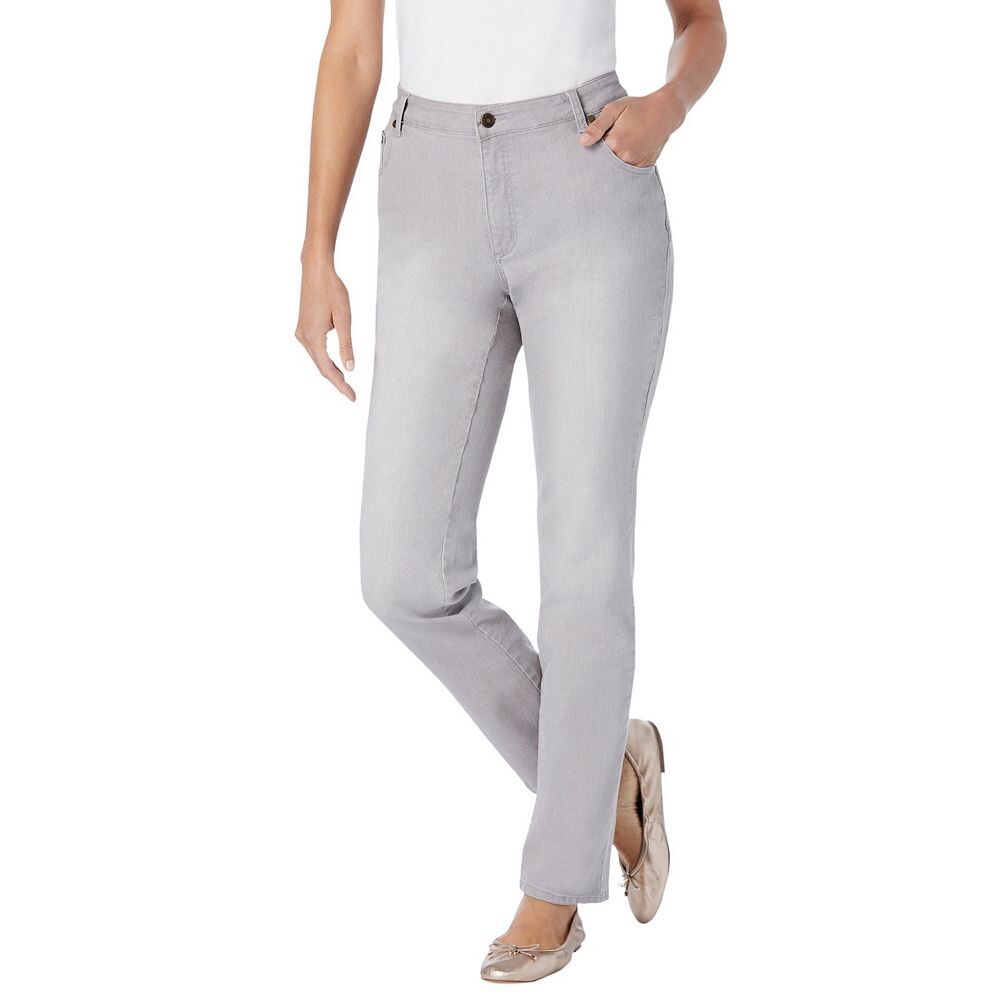 Женщина в женских эластичных джинсах прямого кроя больших размеров для высоких Woman Within, цвет Grey Sanded Wash
Женщина в женских эластичных джинсах прямого кроя больших размеров для высоких Woman Within, цвет Grey Sanded Wash