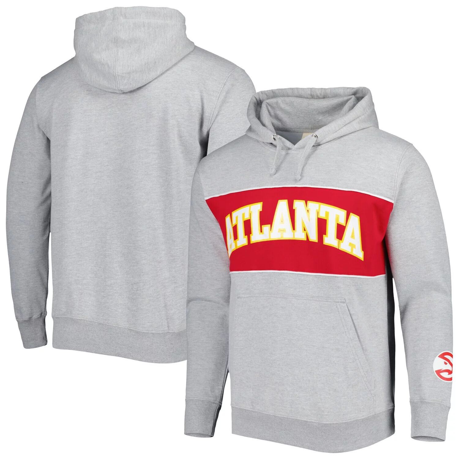 Мужской пуловер с капюшоном с фирменным логотипом Heather Grey Atlanta Hawks Wordmark French Terry Fanatics
