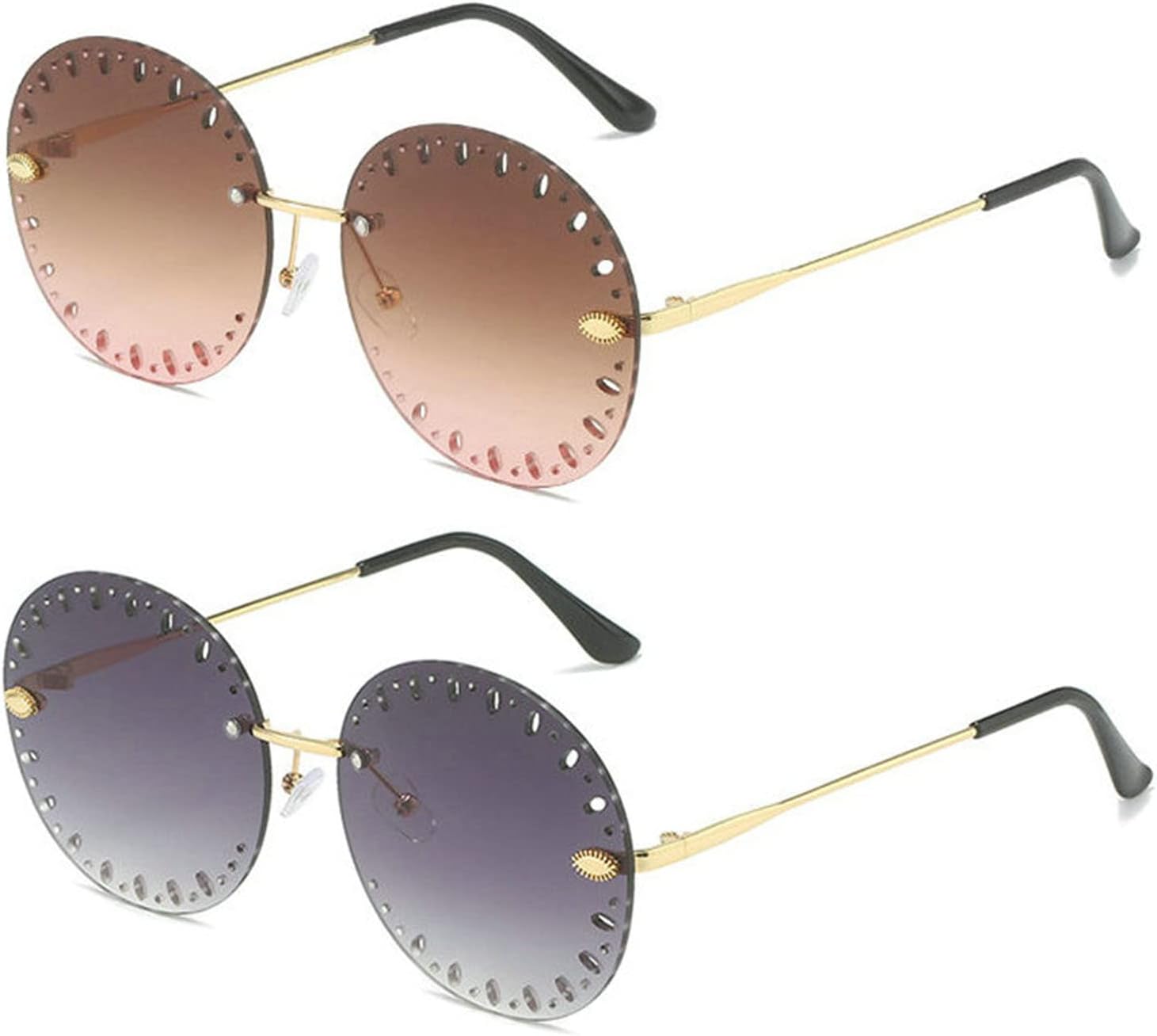 Willochra Модные круглые солнцезащитные очки без оправы для женщин и мужчин, винтажные очки без оправы, конфетные цвета, защита от УФ-излучения UV400, 2pcs- Brown Pink&gary
Willochra Модные круглые солнцезащитные очки без оправы для женщин и мужчин, винтажные очки без оправы, конфетные цвета, защита от УФ-излучения UV400, 2pcs- Brown Pink&gary