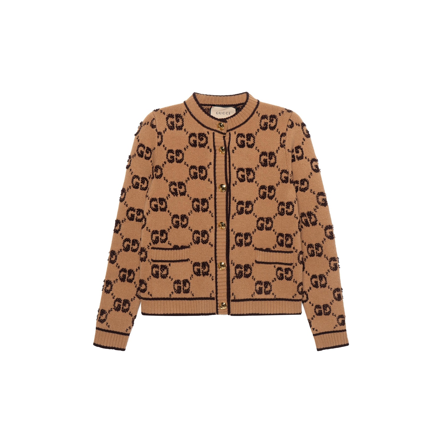 Джаккардовый кардиган GUCCI, коричневый
Джаккардовый кардиган GUCCI, коричневый