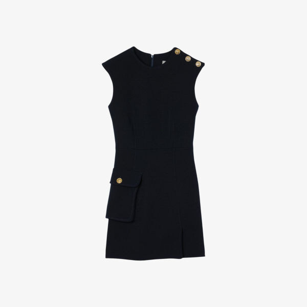 Мини-Платье из эластичного крепа с очень большим карманом и пуговицами Sandro, синий
Мини-Платье из эластичного крепа с очень большим карманом и пуговицами Sandro, синий