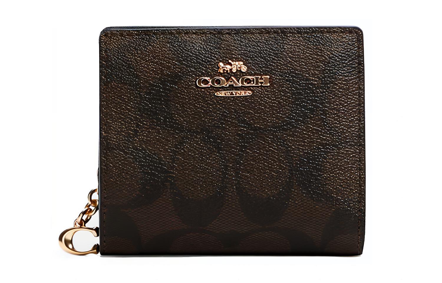 COACH Женский бумажник из холста с кожаной отделкой тёмно-коричневый с монограммой
COACH Женский бумажник из холста с кожаной отделкой тёмно-коричневый с монограммой