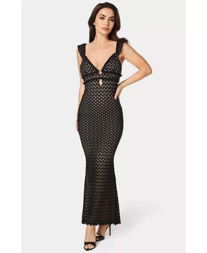 Женское кружевное платье макси с вырезом-замочной скважиной Bebe, черный
Женское кружевное платье макси с вырезом-замочной скважиной Bebe, черный