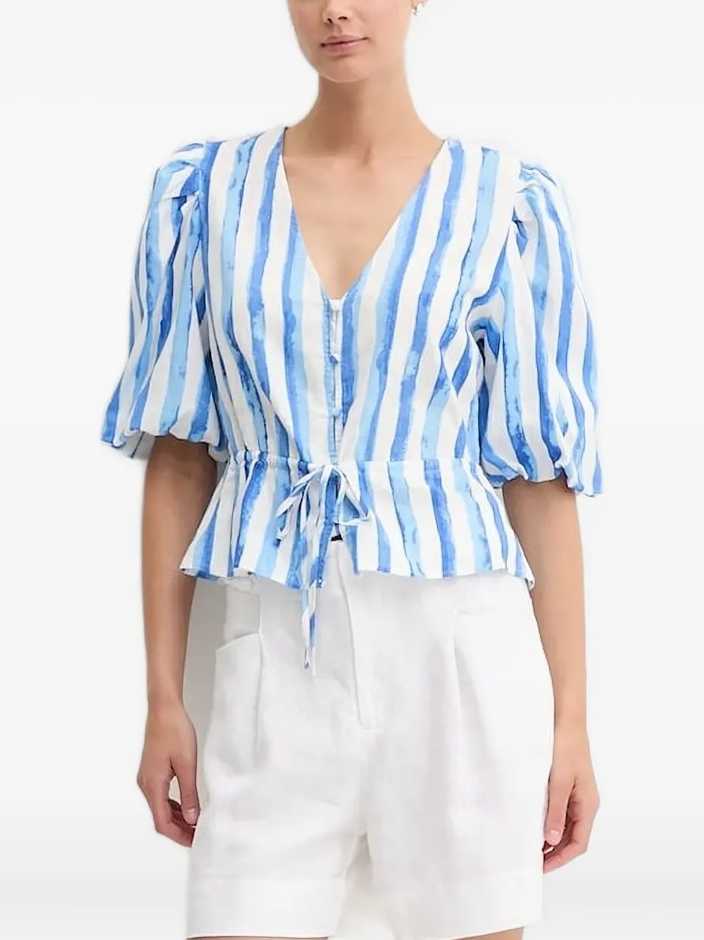 Полосатый топ с рукавами-буфами Pedro Del Hierro, синий
Полосатый топ с рукавами-буфами Pedro Del Hierro, синий